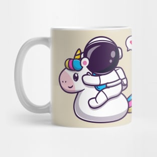 Cute Astronaut Riding Unicorn Cartoon Mug